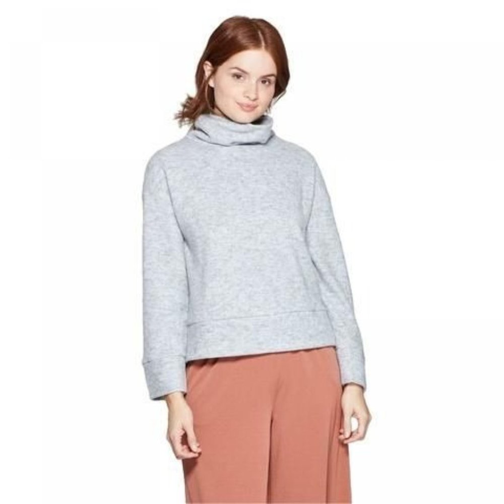 A New Day NWT Women's Grey Regular Fit Turtleneck Fleece Sweater Extra Small